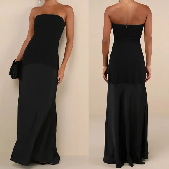 navy blue dress for baby girl Lulus | Dresses | Nwot Compelling Style Black Strapless Aline Maxi Dress